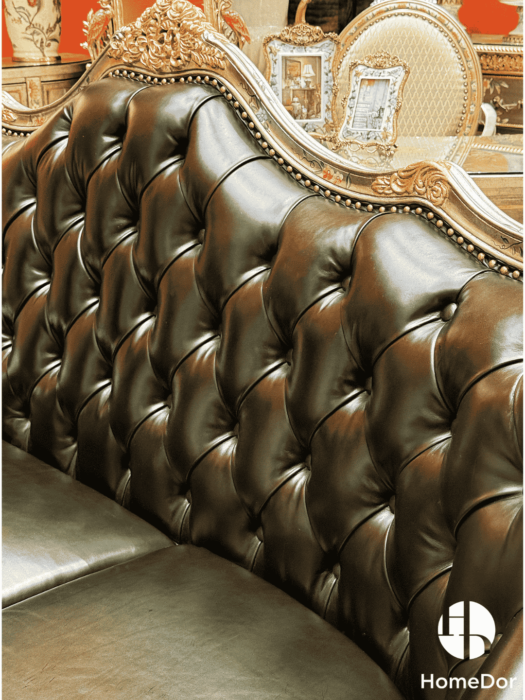 HomeDor × FH&Home | Classic French Chateau Style Handcrafted Carved Leather Sofa4
