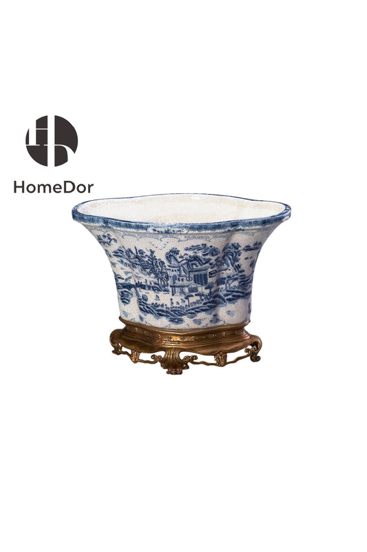 HomeDor × FH&Home | Classical Blue-and-White Porcelain Begonia Planter Decor