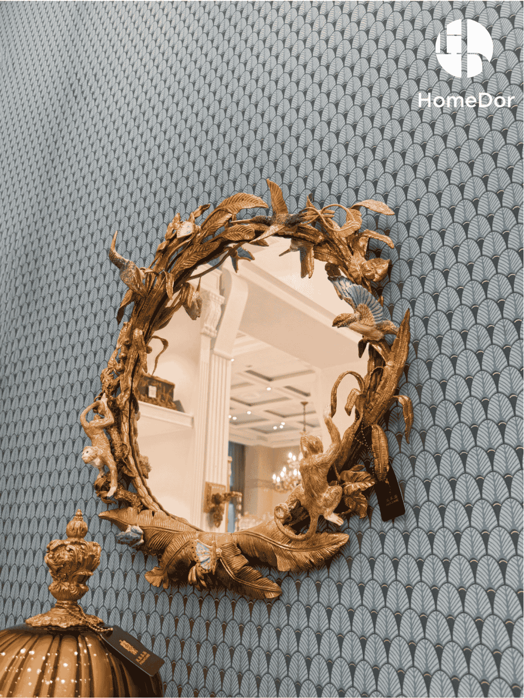 HomeDor × FH&Home | Exquisite Banana Tree Inspired Circular Mirror With Wildlife Embellishments1
