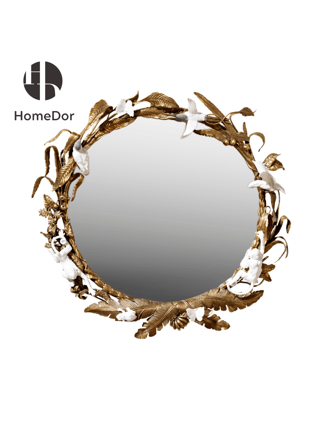 HomeDor × FH&Home | Exquisite Banana Tree Inspired Circular Mirror With Wildlife Embellishments3