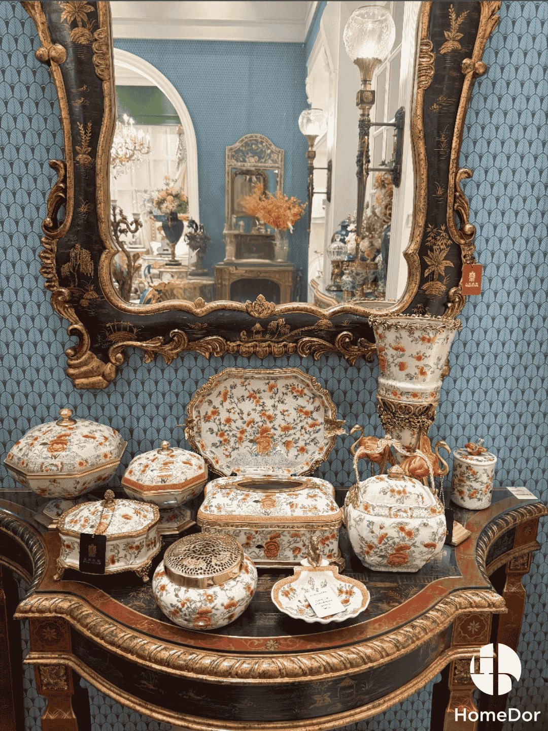 HomeDor × FH&Home | Graceful Classical Porcelain Decor Set with Vivid Floral Patterns