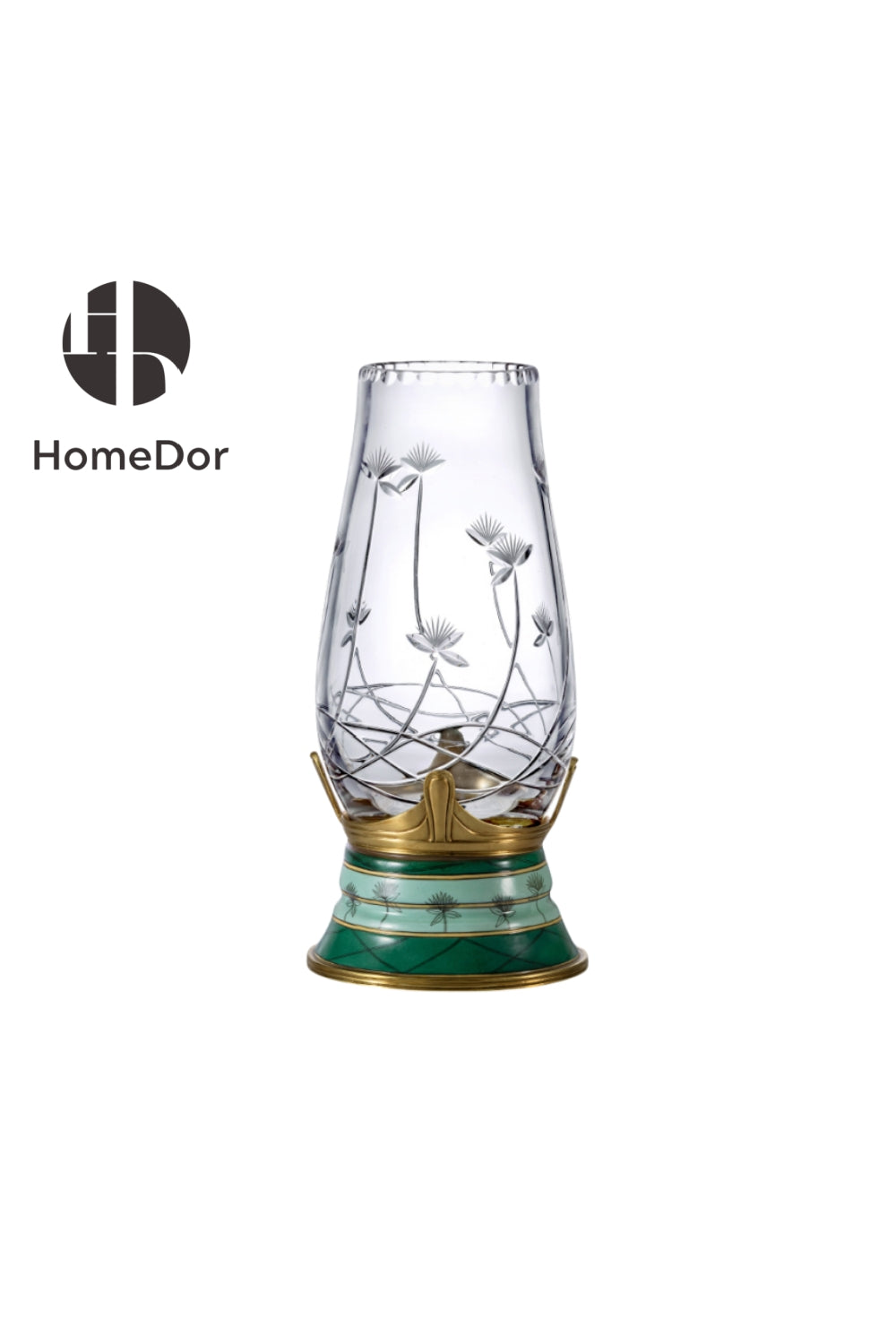 HomeDor × FH&Home | Prague Collection Crystal Glass Vase with Etched Floral Motifs