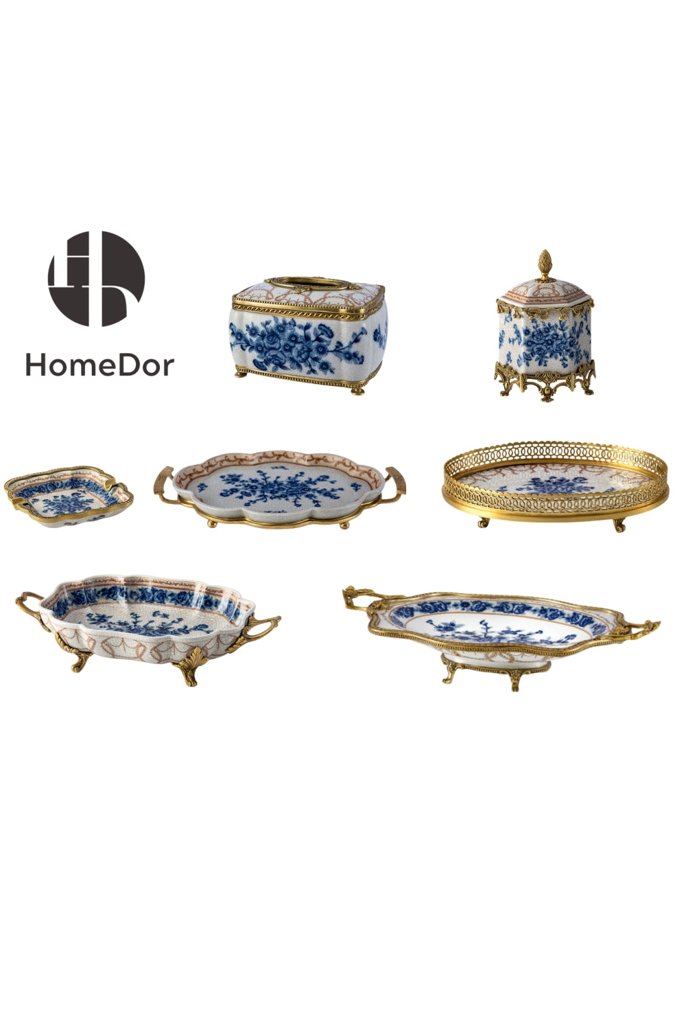 HomeDor × FH&Home |  Sophisticated Blue-and-White Porcelain Table Decor Set