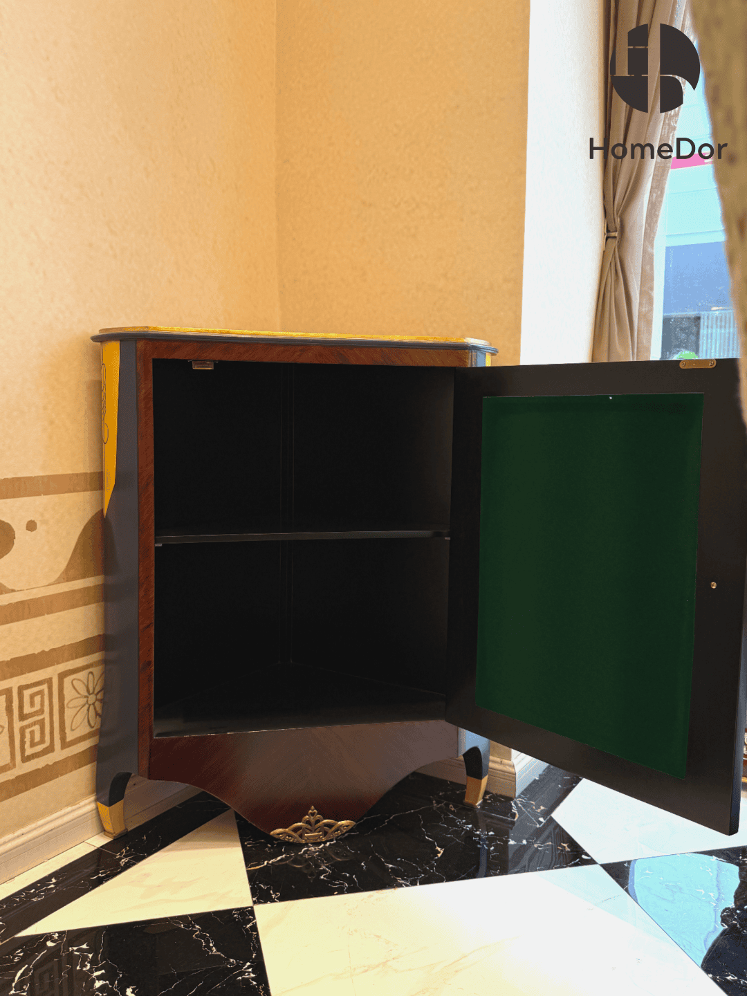 HomeDor × FH&Home | Vintage Style Art Deco Triangular Corner Cabinet
2