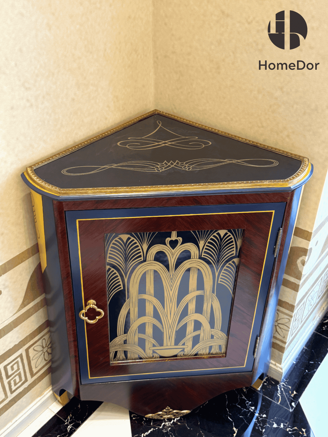 HomeDor × FH&Home | Vintage Style Art Deco Triangular Corner Cabinet
3