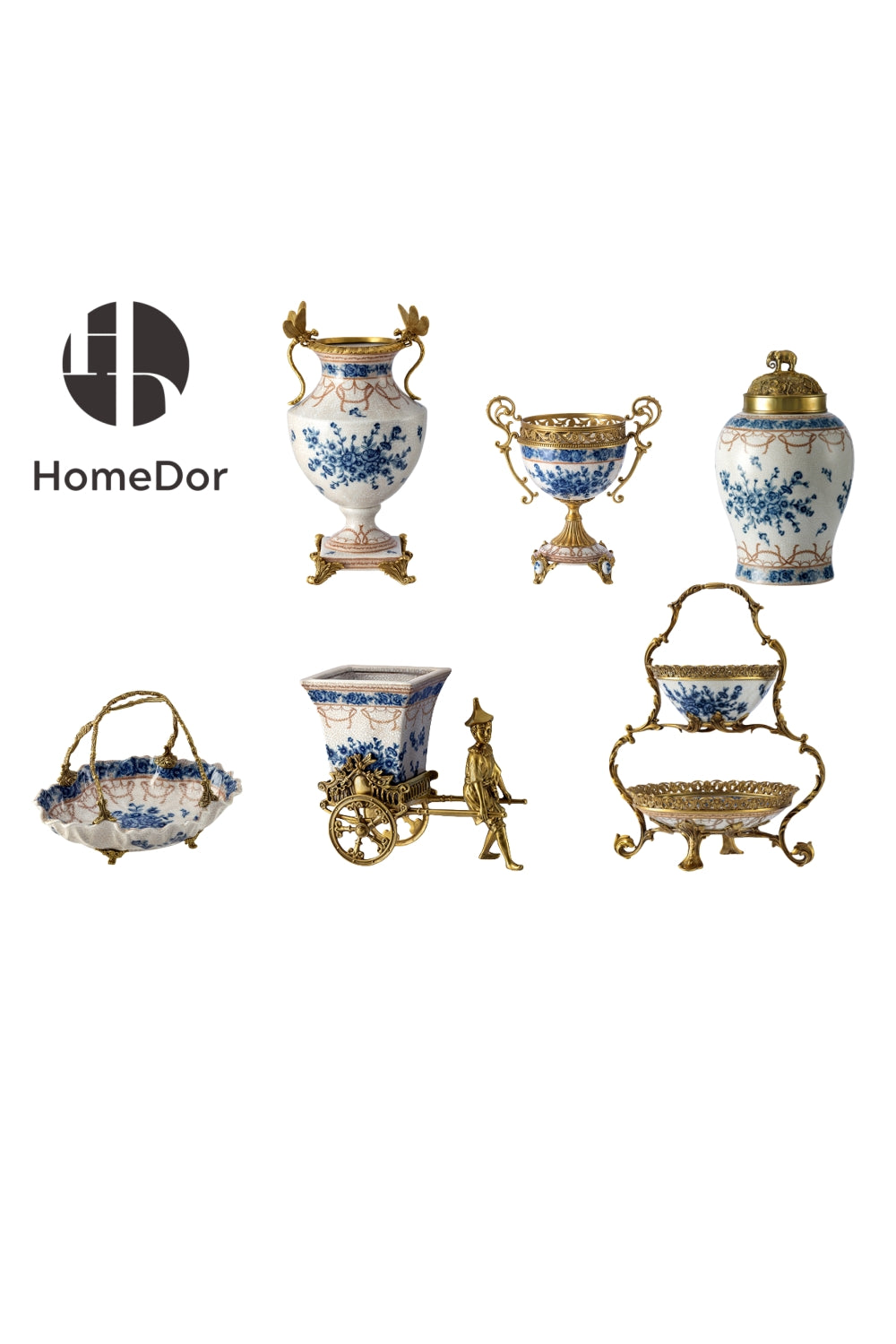 HomeDor HomeDor × FH&Home | Sophisticated Blue-and-White Porcelain Table Decor Set -II-The Whole Set-