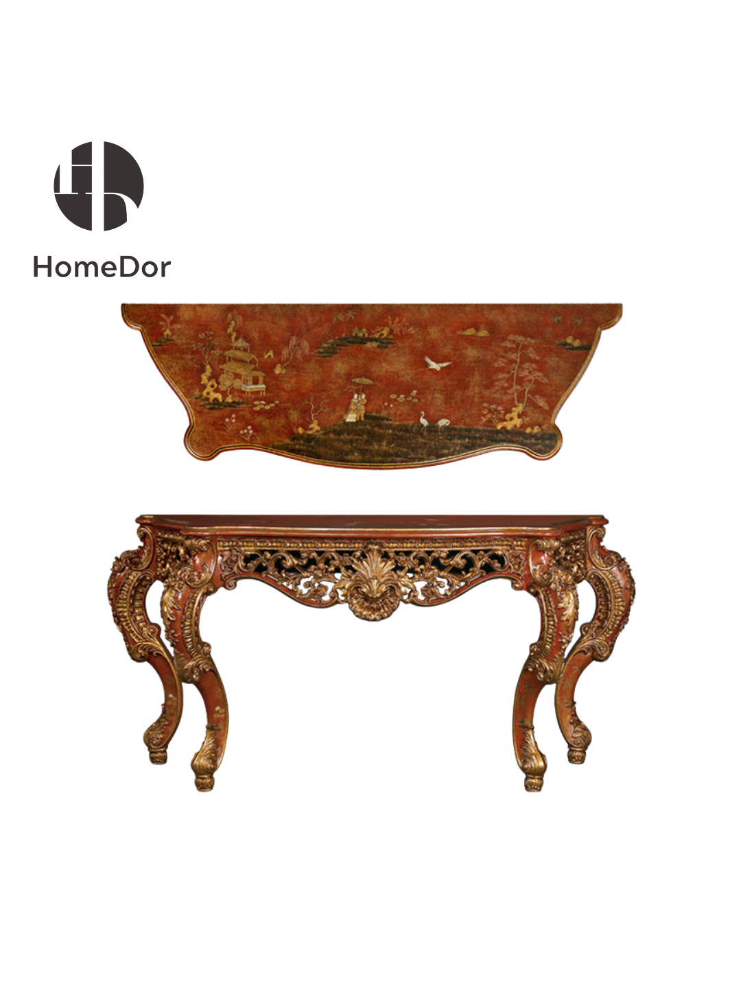 HomeDor × FH&Home | Chinoiserie Coral Red Series Decorative Console Table