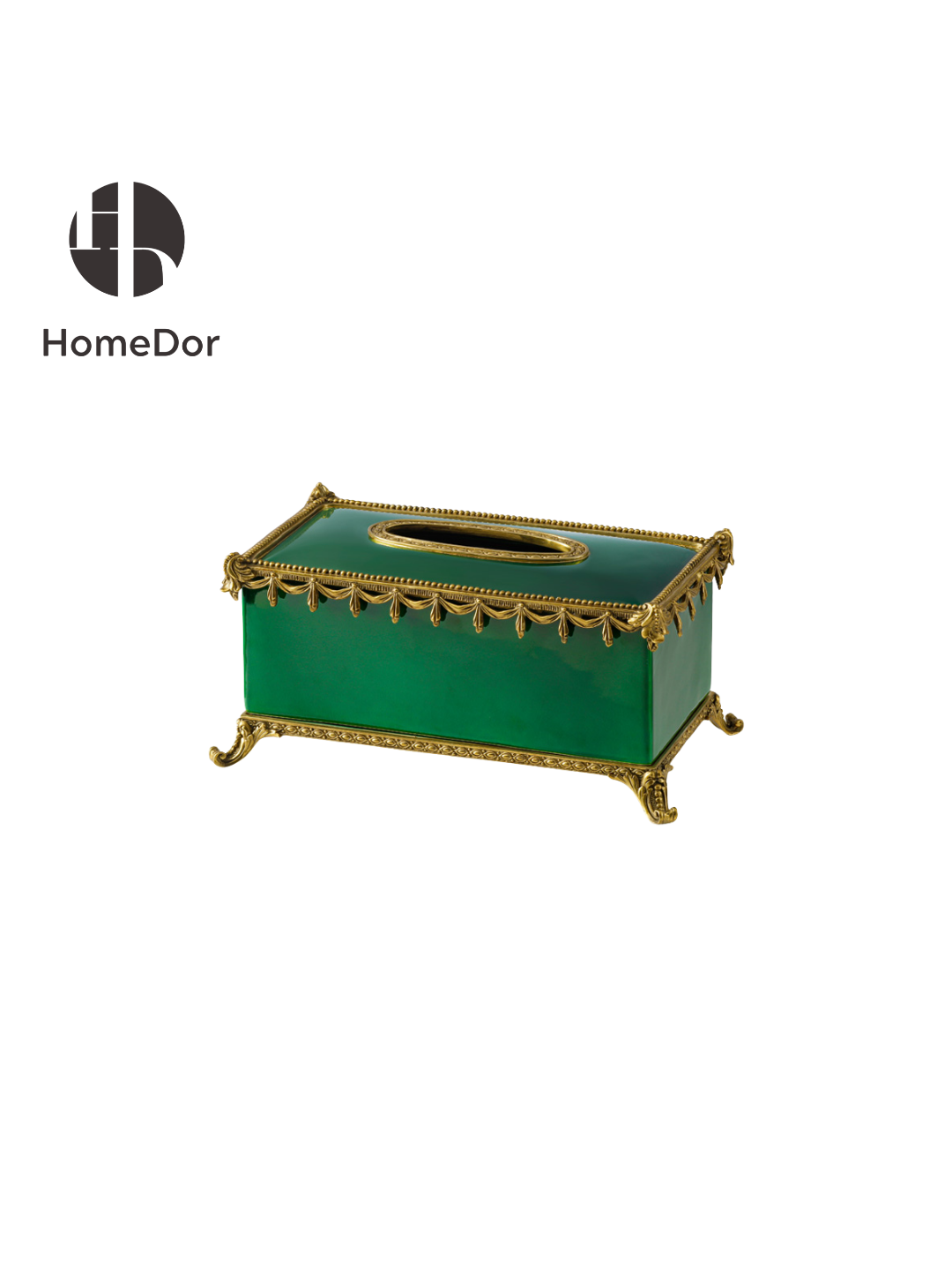 HomeDor × FH&Home | Regal Emerald & Gold Decorative Tissue Box