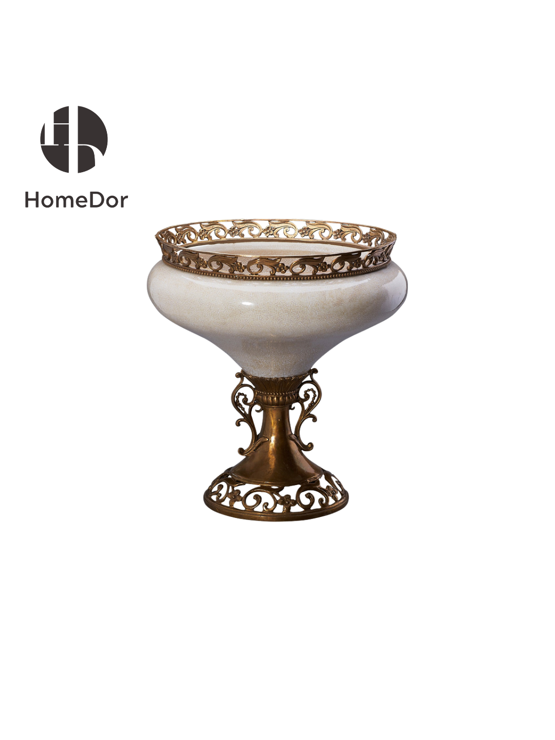 HomeDor × FH&Home | Opulent Cream Porcelain Pedestal Planter