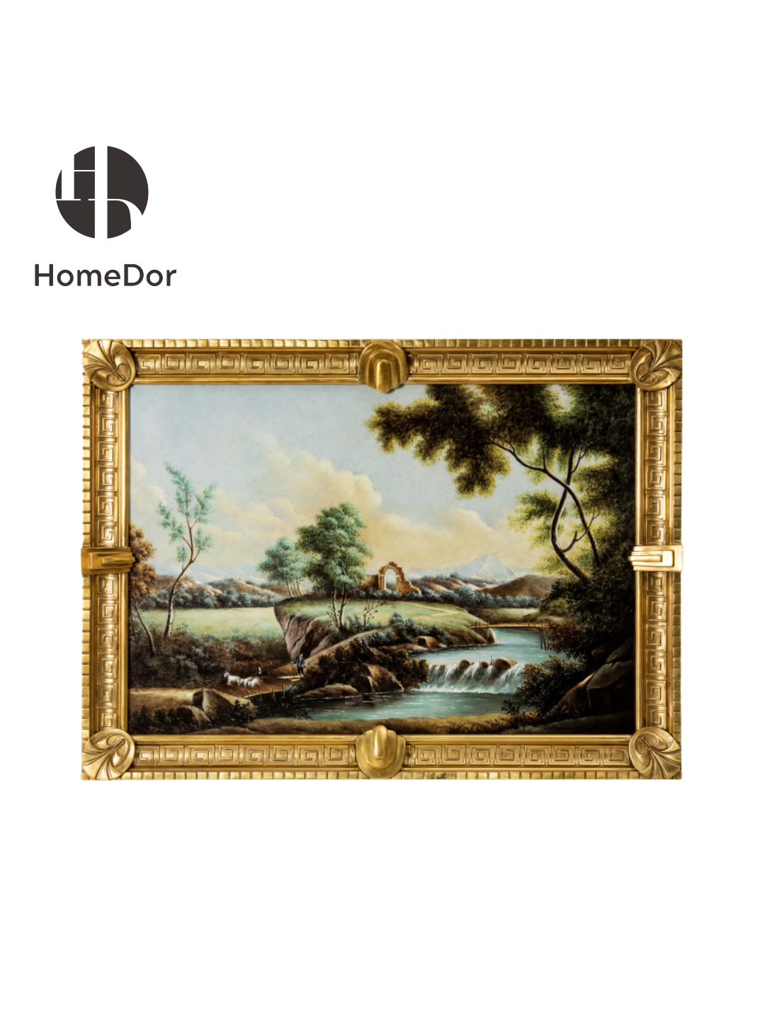HomeDor × FH&Home | Vintage Pastoral Landscape Gilt Frame Wall Art
