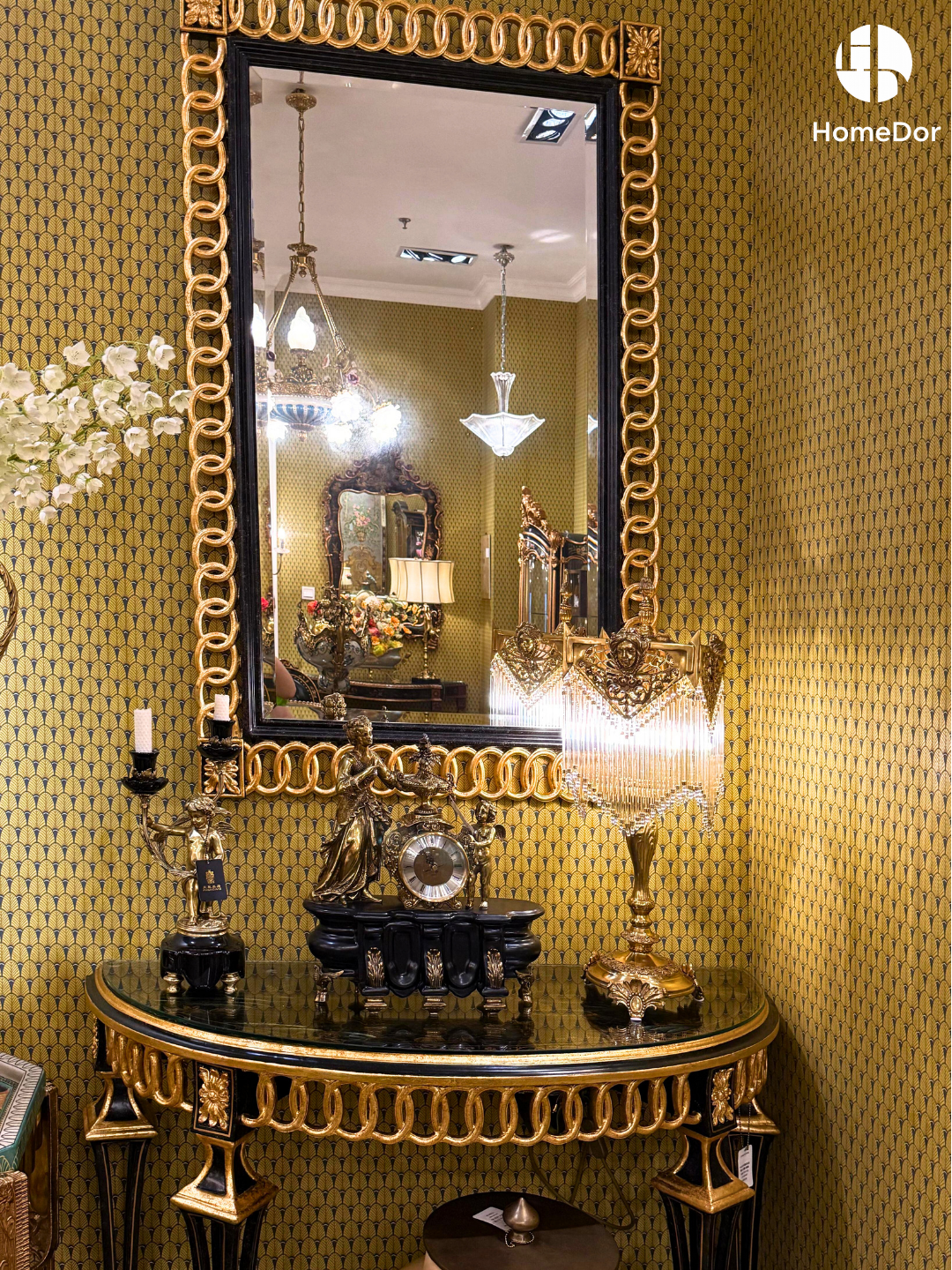 HomeDor × FH&Home | Luxe Chain-Patterned Frame Rectangular Wall Mirror