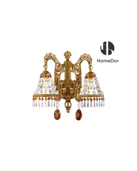 HomeDor HomeDor × FH&Home | Opulent Dual Light Gold Wall Sconce-Wall Sconce-L45cm × W27cm × H40cm-