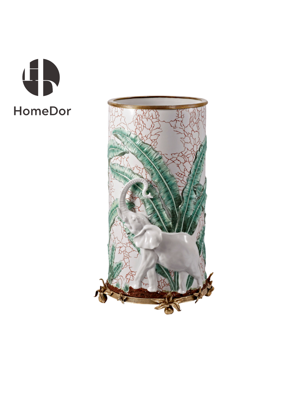 HomeDor × FH&Home | Nature-Inspired Elephant & Tropical Foliage Embossed Decor Set