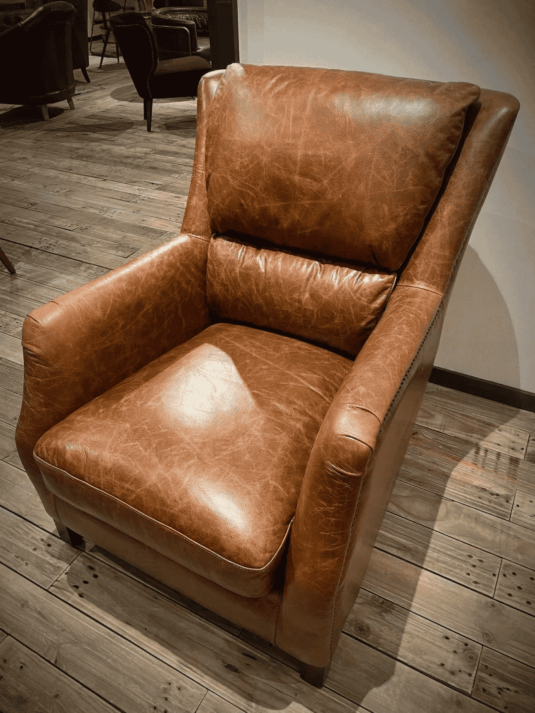 Vintage Luxury Premium Brown Leather High Back Armchair