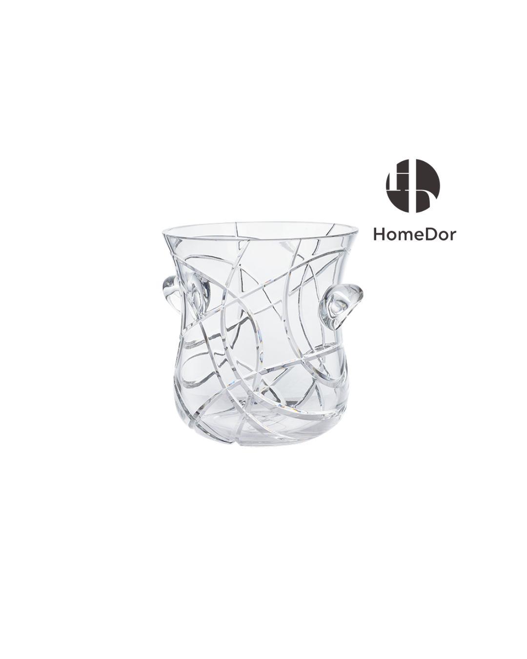 HomeDor Exquisite Crystal Ice Bucket & Jar Collection with Crackle Line Motifs-Ice Bucket/ L26cm × W26cm × H25cm-