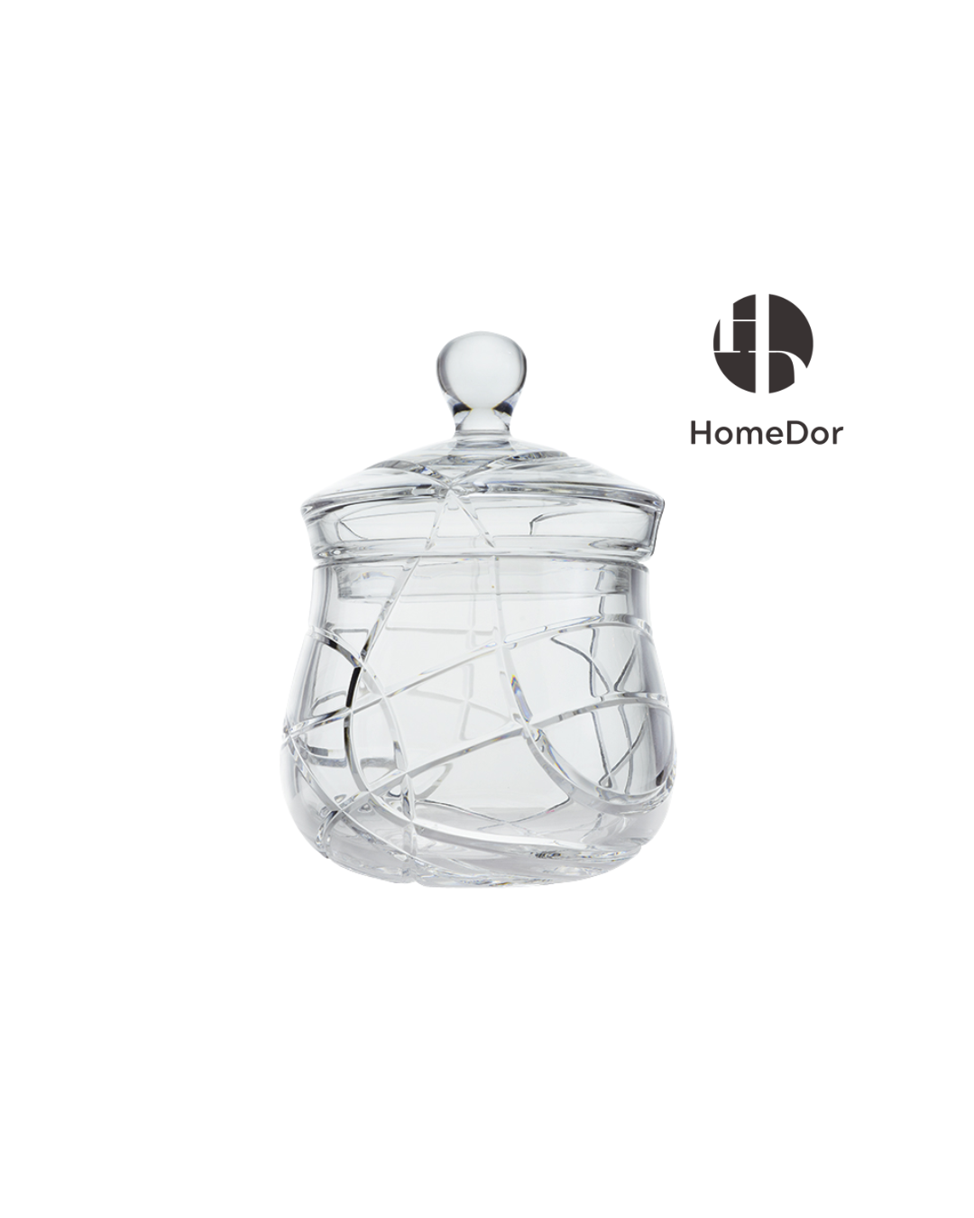 HomeDor Exquisite Crystal Ice Bucket & Jar Collection with Crackle Line Motifs-Crystal Jar/ DIA 16cm × H23cm-