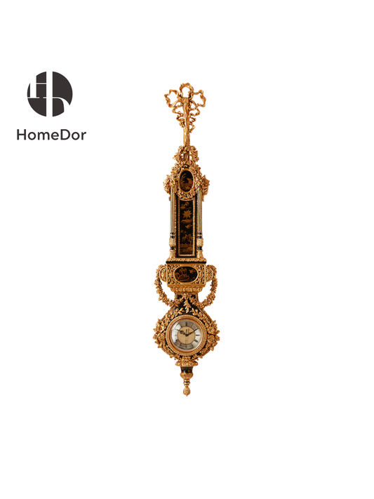 HomeDor HomeDor × FH&Home | Baroque-inspired Long-shaped Wall Clock with Ornate Patterns-Clocks-L33cm × W8cm × H152cm-