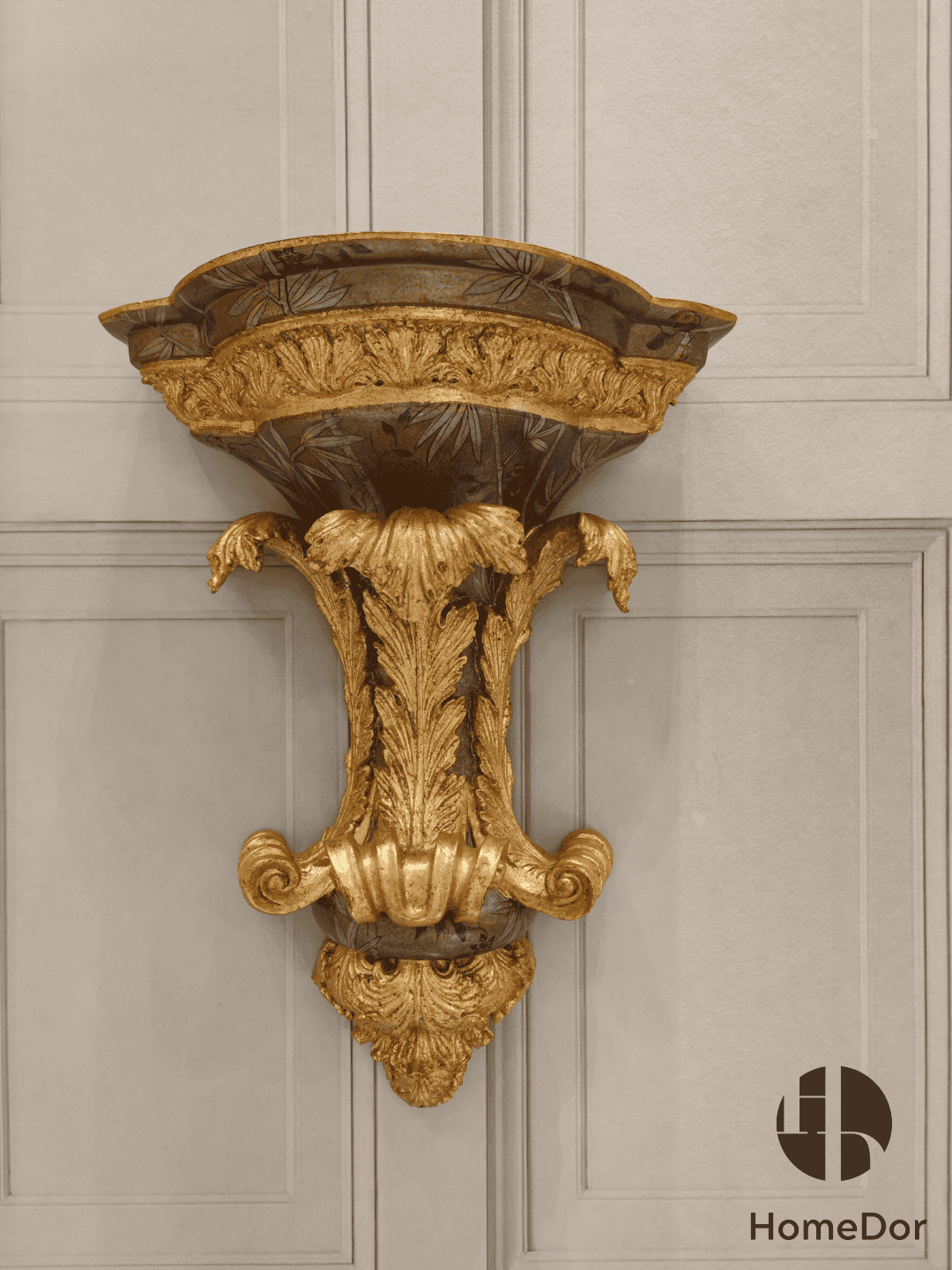 HomeDor HomeDor × FH&Home | European Classical Style Wall Decor with Relief Motifs-Brown: L44cm × W22cm × H56cm-