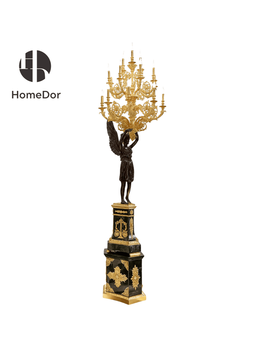 HomeDor × FH&Home | Lámpara de pie de mármol con cáliz dorado "Ángel de la Guarda"