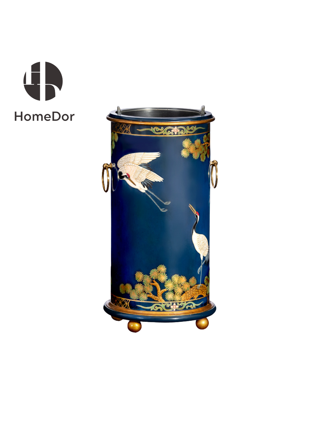 HomeDor × FH&Home | Luxury Chinoiserie Hand-Painted Crane & Pine Umbrella Stand