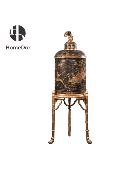HomeDor HomeDor × FH&Home | Chinoiserie Lacquered Side Cabinet-L62cm x W62cm x H168cm-
