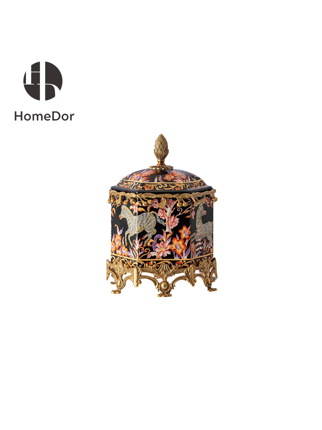 HomeDor × FH&Home | Opulent Luxe Black & Gilded Zebra Floral Decor Set