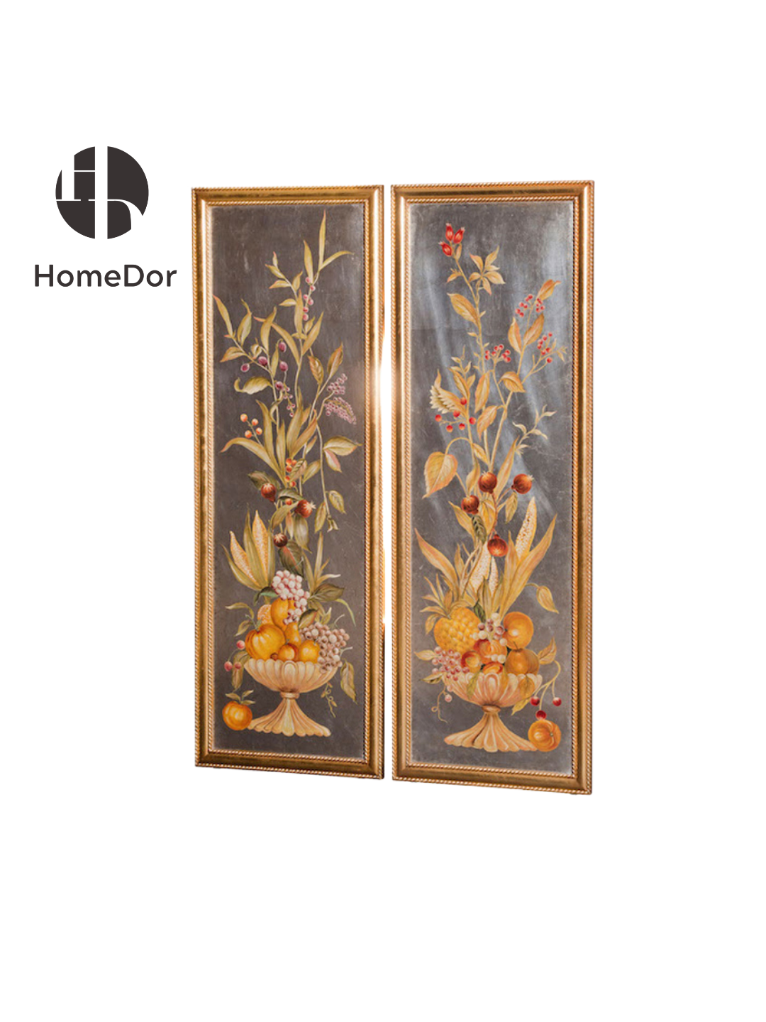 HomeDor × FH&Home | Luxury Ornate Gold Frame Fruits Flora Wall Art Set