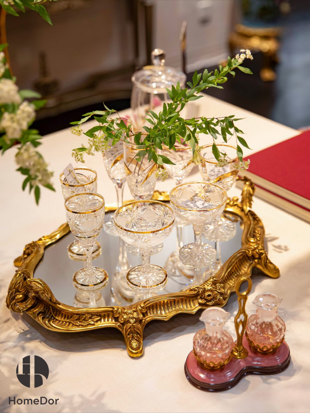 HomeDor × FH&Home | Ornate Crystal Pink Condiment Bottle Duo