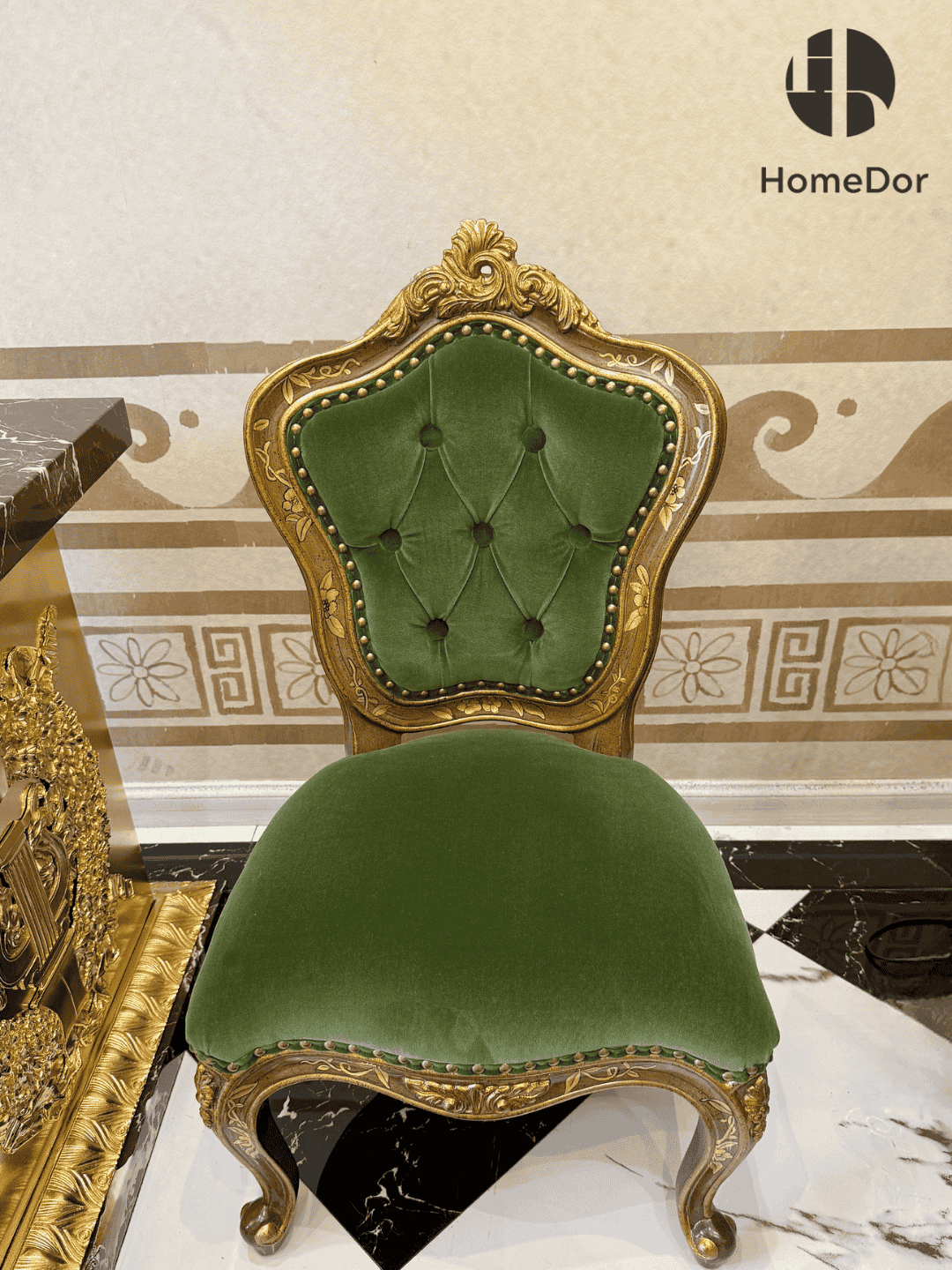 HomeDor HomeDor × FH&Home | Vintage French Style Green Fabric MINI Lounge Chair-Lounge Chairs-L44cm × W53cm × H80cm-