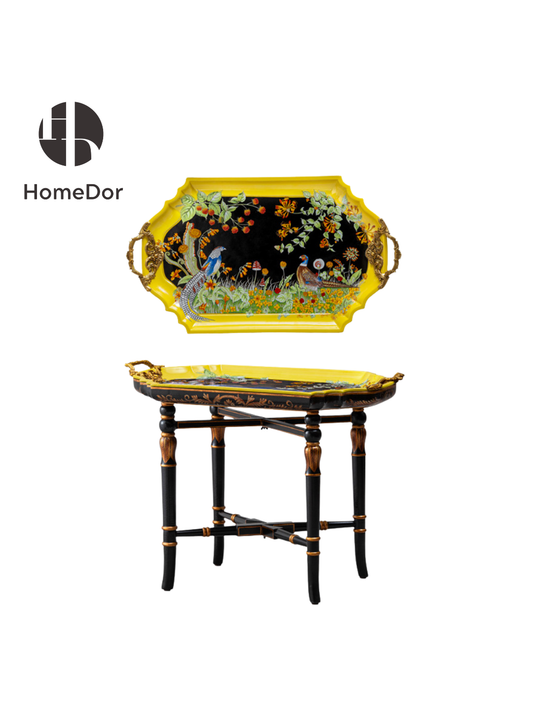 HomeDor HomeDor × FH&Home | Exquisite Hand-Painted Flowers Porcelain Coffee Table-Coffee Tables-L75cm × W43cm × H57cm-