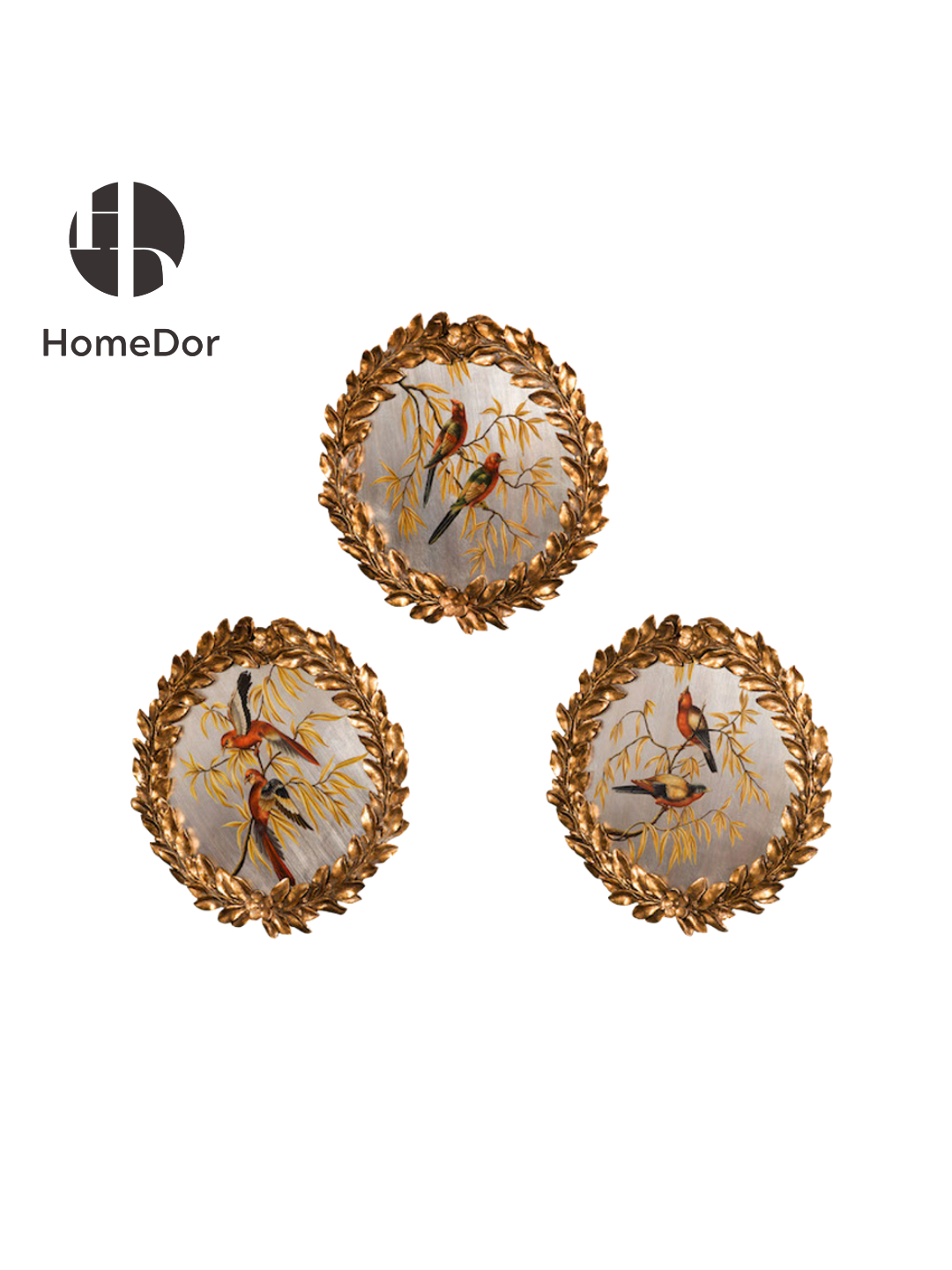 HomeDor × FH&Home | Vintage Luxury Bird-Themed Wall Art Trio