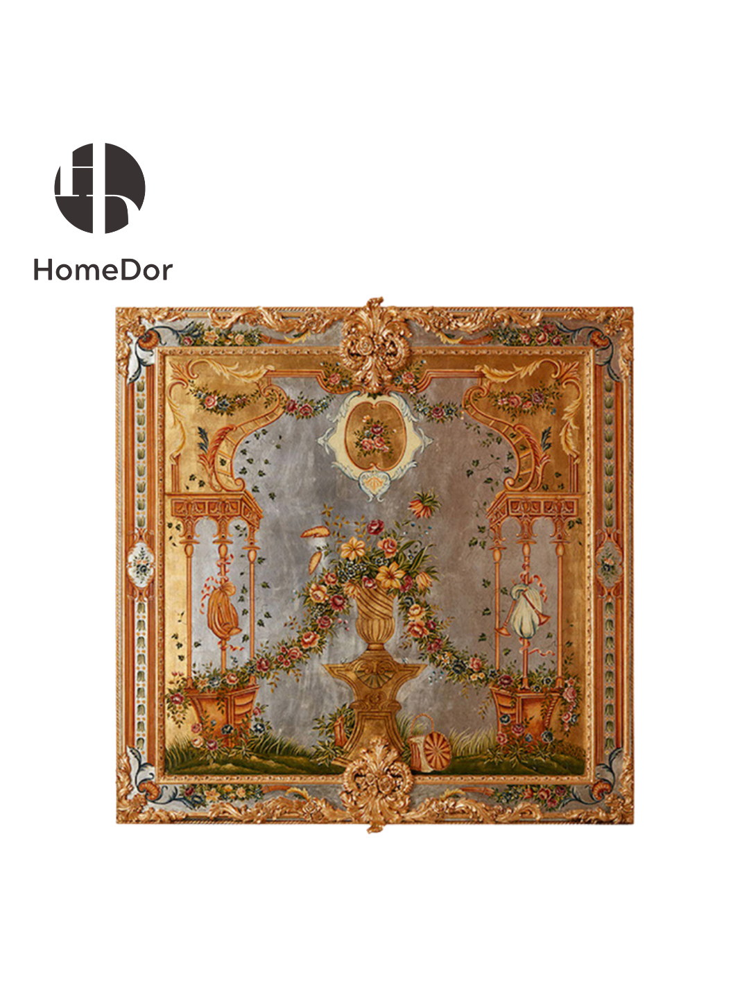 HomeDor × FH&Home | Luxury Rococo Ornate Floral & Pavilion Wall Art