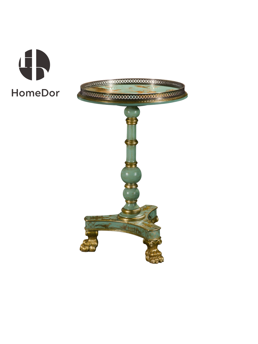 HomeDor × FH&Home | Marlene Series Turquoise Round Side Table with Brass Trim