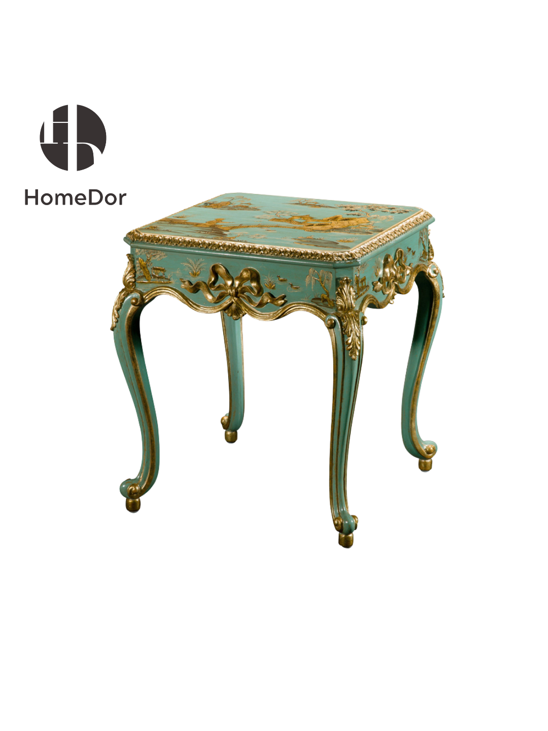 HomeDor × FH&Home | Marlene Series Chinoiserie Inspired Turquoise Square Side Table