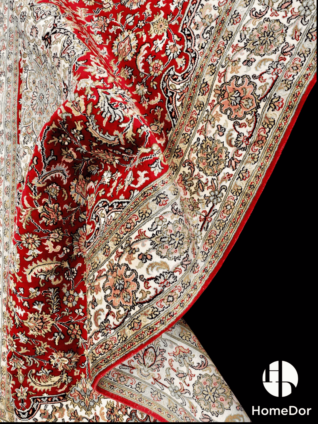 Kashmir Handmade Mulberry Silk Red Medallion Classic Rug 123cm × 189cm2