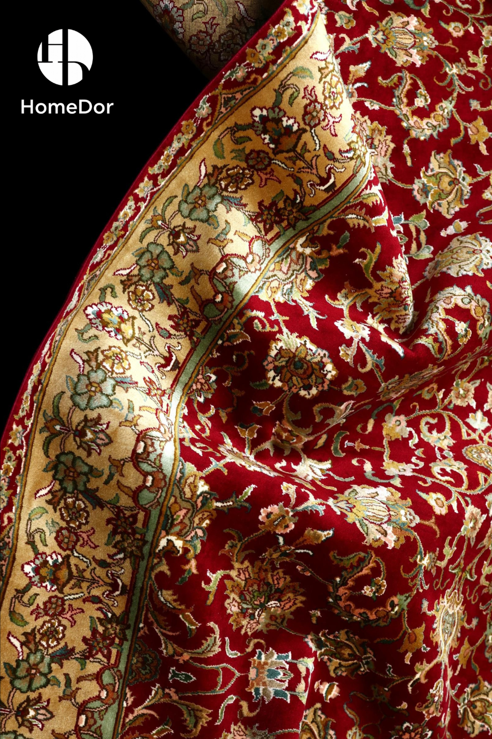 Kashmir Handmade Mulberry Silk Red Rug 123cmX185cm Designed by Shabaz2