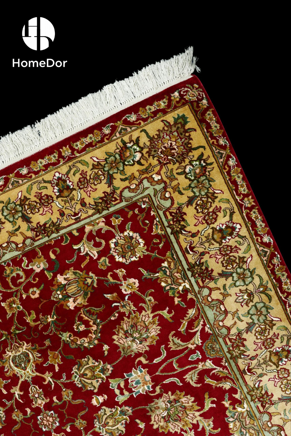 Kashmir Handmade Mulberry Silk Red Rug 123cmX185cm Designed by Shabaz3
