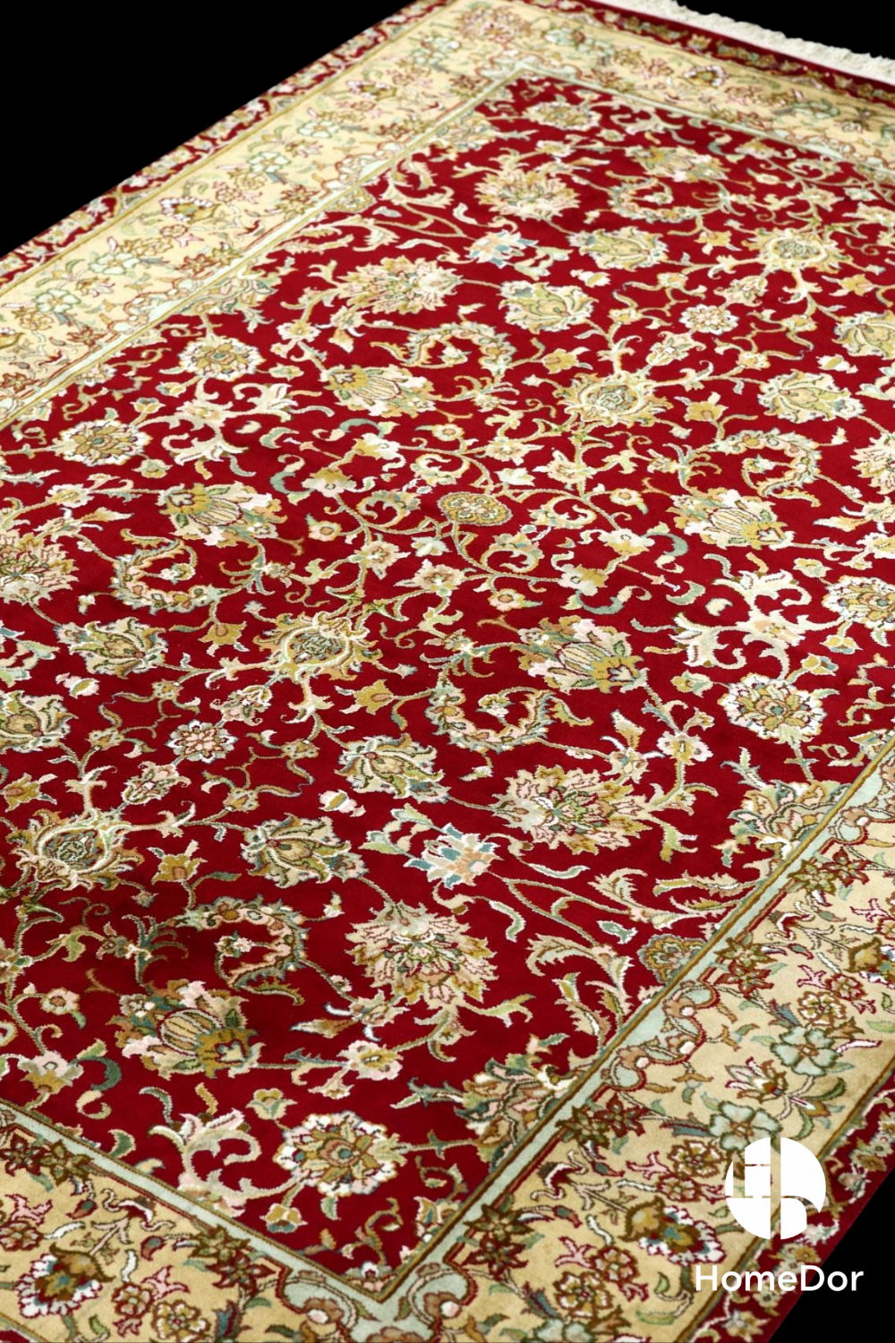 Kashmir Handmade Mulberry Silk Red Rug 123cmX185cm Designed by Shabaz4