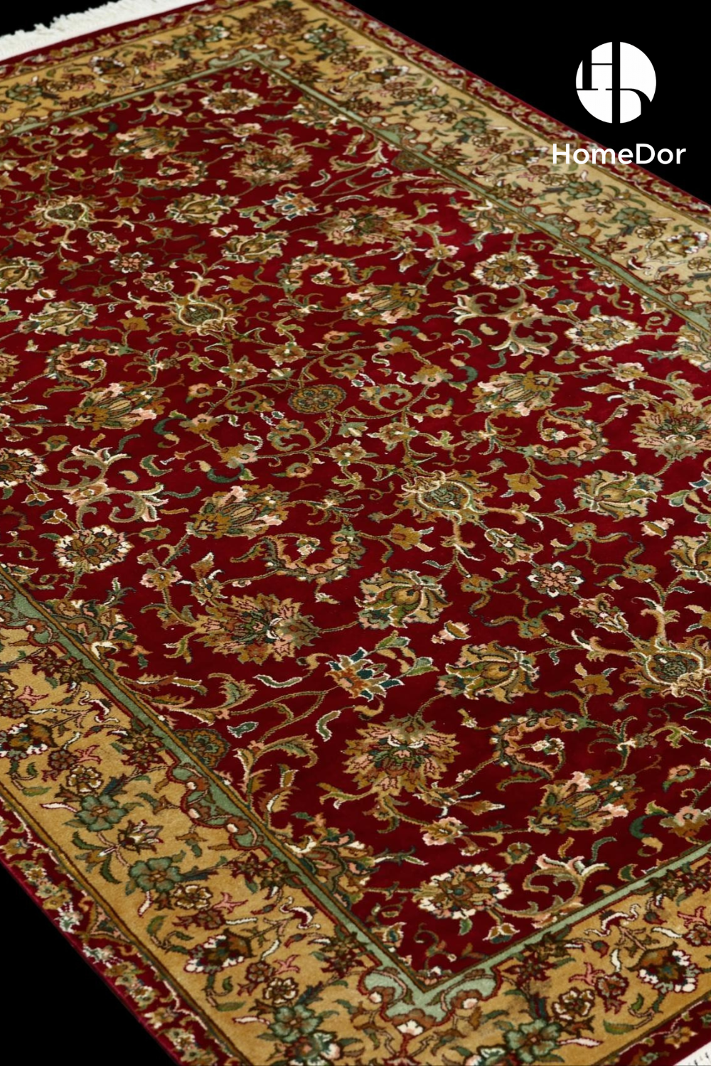 Kashmir Handmade Mulberry Silk Red Rug 123cmX185cm Designed by Shabaz6