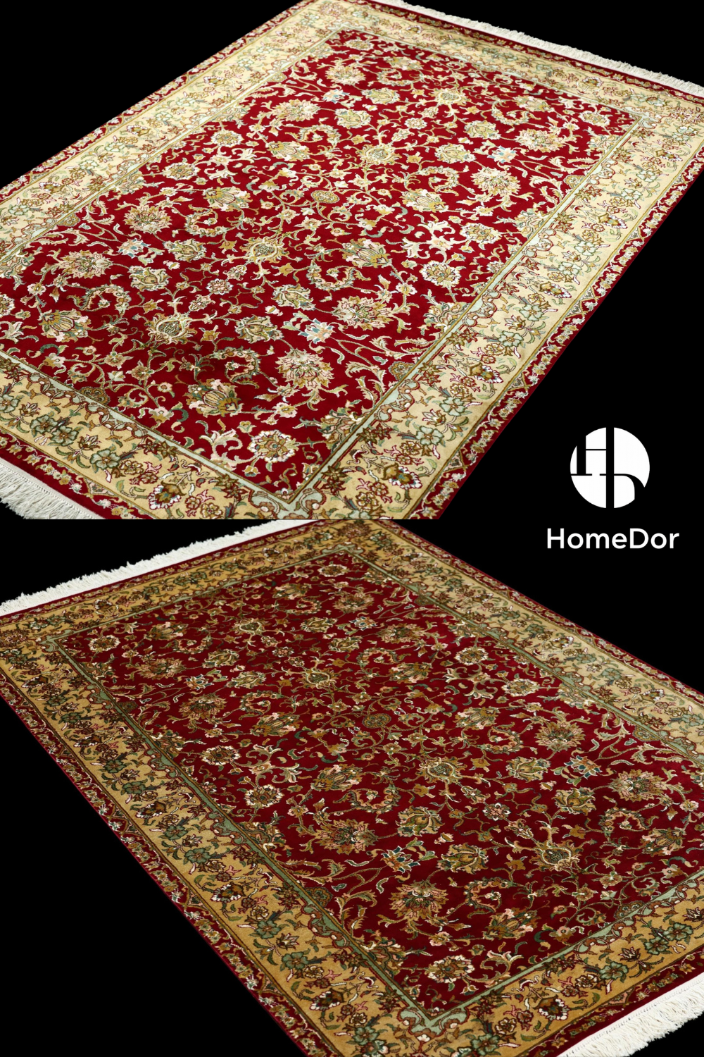Kashmir Handmade Mulberry Silk Red Rug 123cmX185cm Designed by Shabaz7