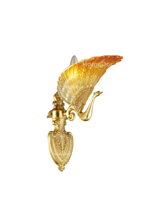 HomeDor × FH&Home | Regal Swan Amber Glass Wall Sconce