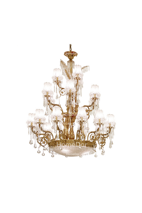 HomeDor × FH&Home | Exquisite Tree-Shaped Chandelier with Brass Frame and Waterfall Crystals