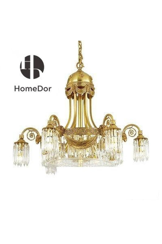 HomeDor-HomeDor × FH&Home | Vintage Baroque Brass Chandelier-Chandeliers-D80 * H71cm-Warm Light-