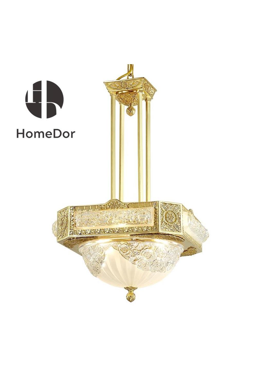 HomeDor-HomeDor × FH&Home | Byzantine Style Carved Glass Chandelier-Chandeliers-D45cm*H65cm-Warm Light-