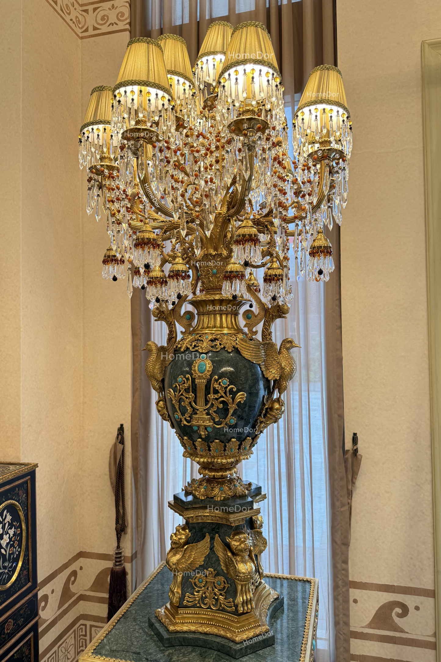 HomeDor × FH&Home | Neo-Baroque Art Deco Majesty Turquoise Floor Lamp