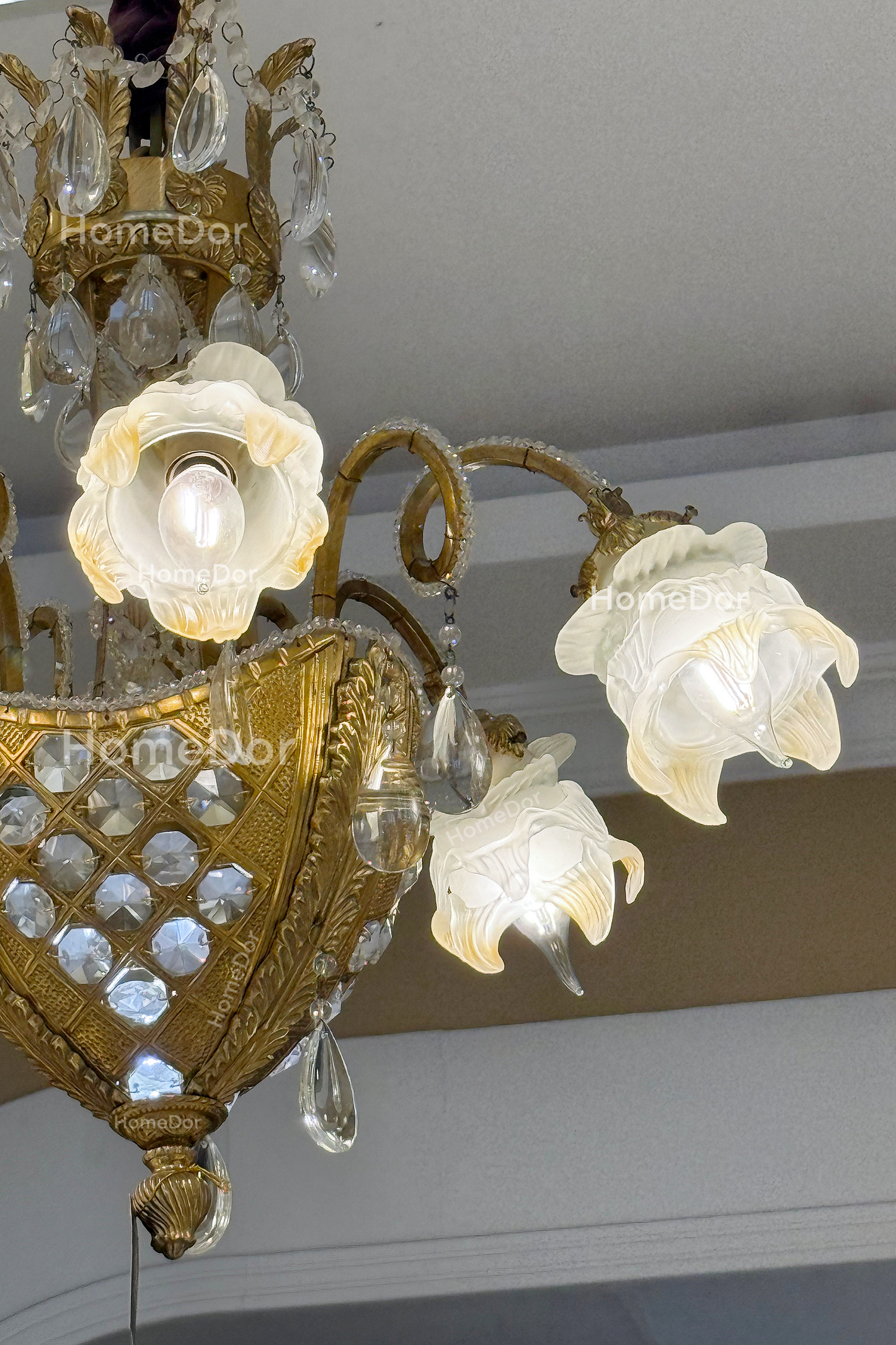 HomeDor × FH&Home | Baroque Floral Glass Crystal Chandelier for Palace