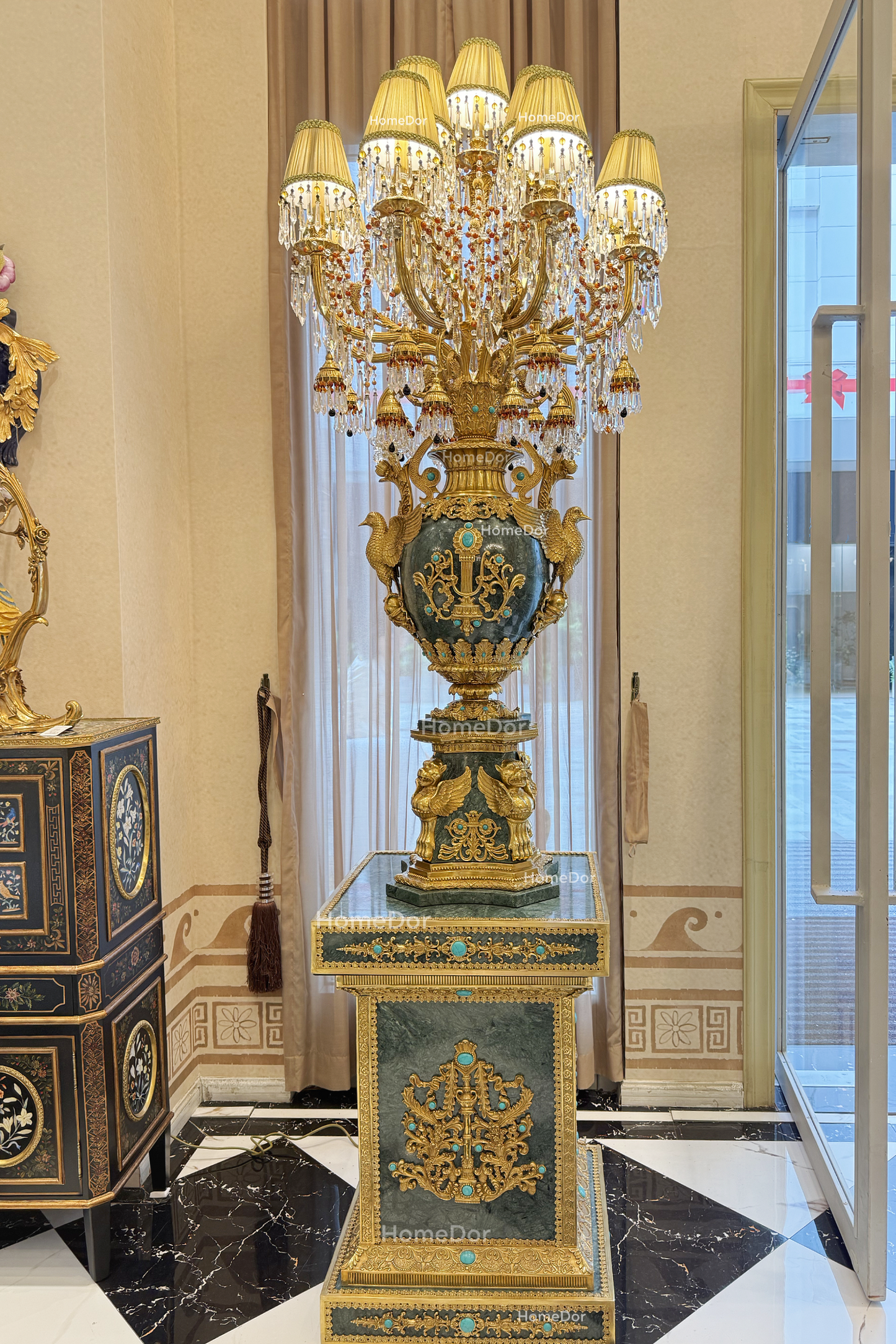 HomeDor × FH&Home | Neo-Baroque Art Deco Majesty Turquoise Floor Lamp