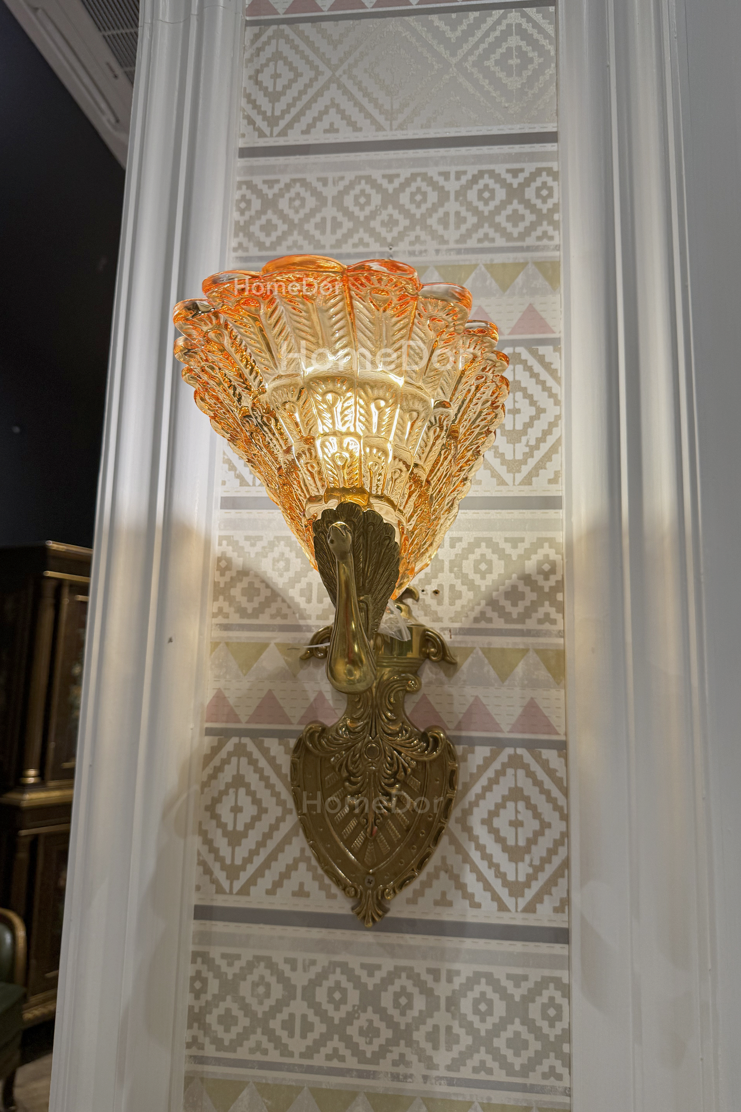 HomeDor × FH&Home | Regal Swan Amber Glass Wall Sconce