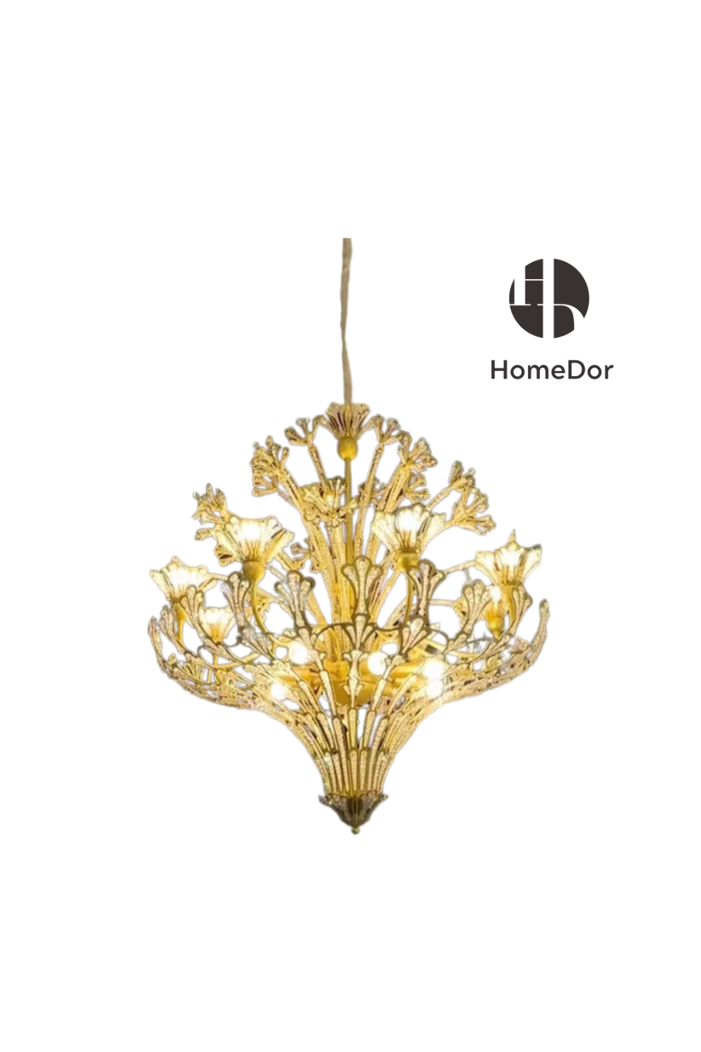 HomeDor-HomeDor Light Luxury Floral Crystal Chandelier in Gold Finish-Chandeliers-D50cm * H57cm-Warm Light-