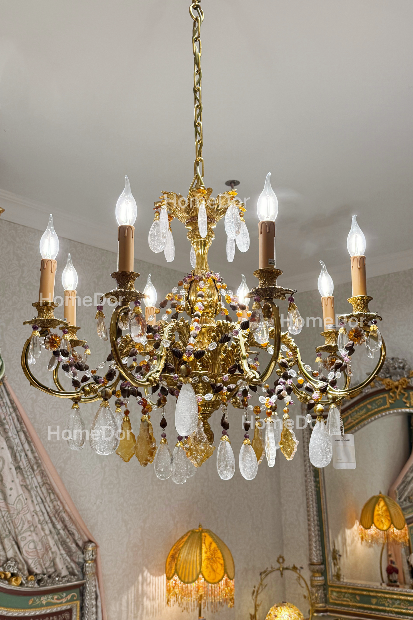 HomeDor × FH&Home | Ornate Vintage Brass Chandelier